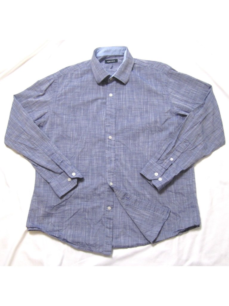 Vtg Nautica 90s Y2k Blue Plaid Button Shirt Preppy Mallcore Coastal Beachy(M272)